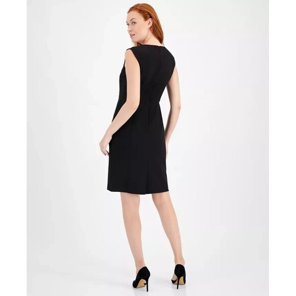 Anne Klein Women's Textured Sleeveless Sheath Dress Formal Casual Chic Black 8 - Picture 2 of 13